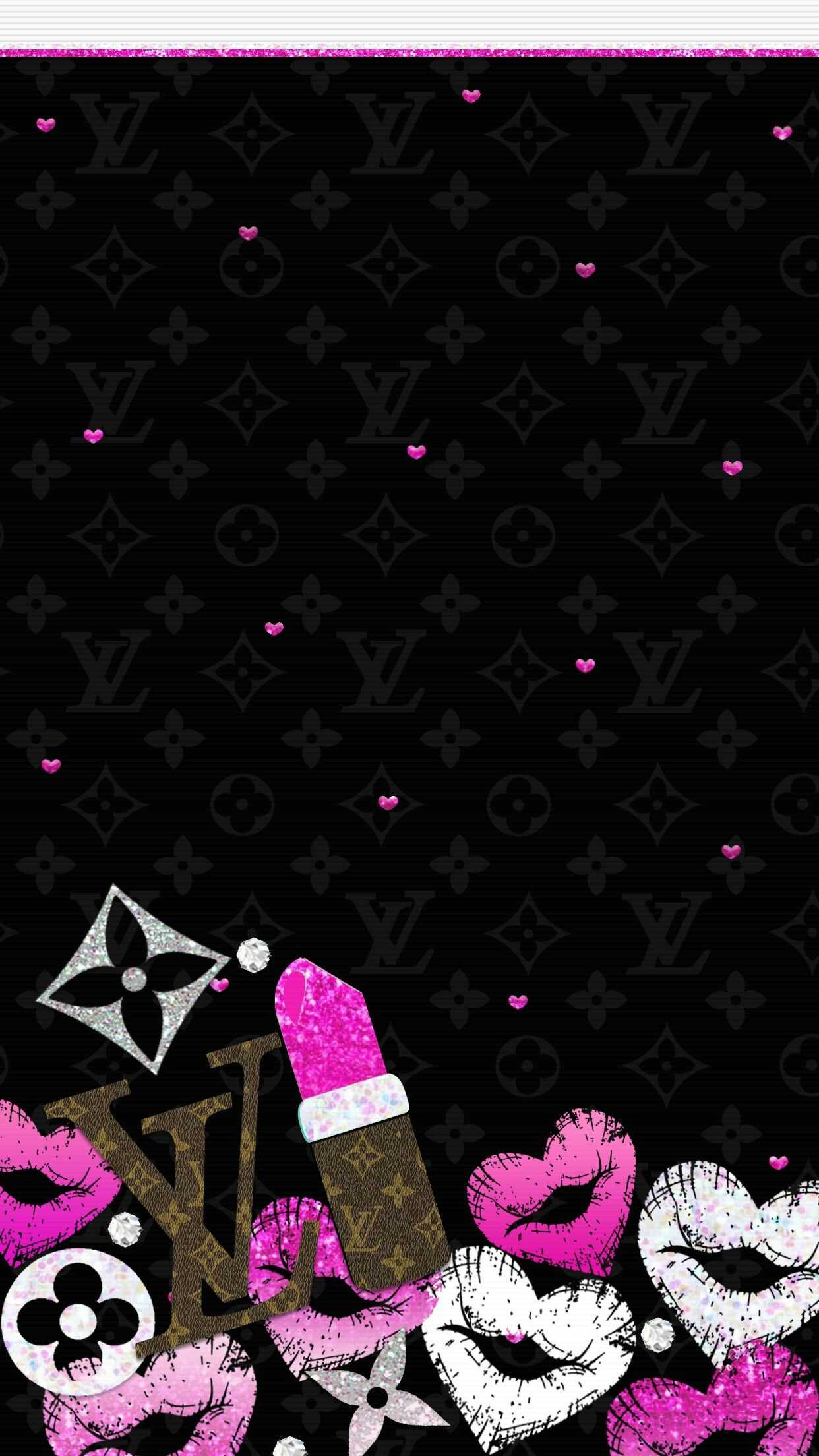 Download Louis Vuitton Pink Glitter Wallpaper