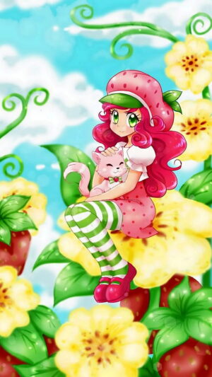4K Strawberry Girl Wallpaper